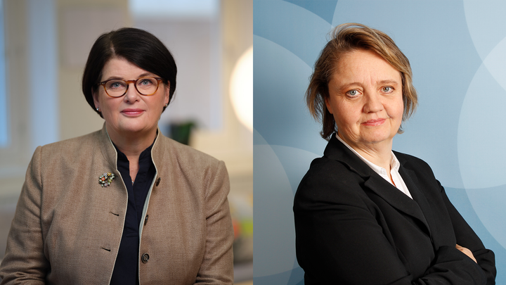 Heike Erkers, ordförande Akademikerförbundet SSR och Ursula Berge, akademikerförbundet SSR