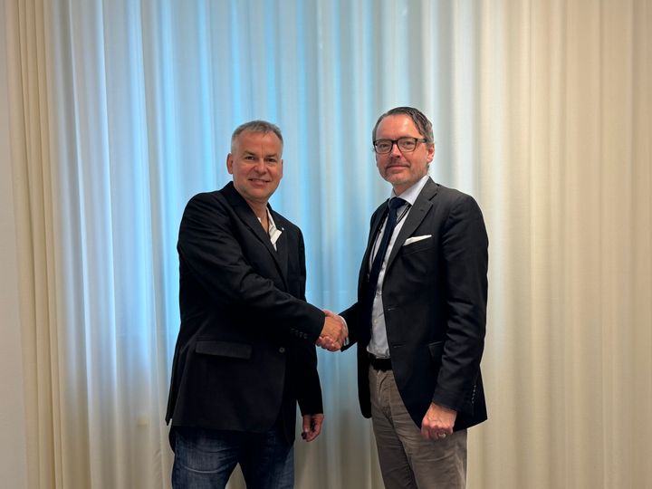 Från vänster Jiri T. Englén vd Implenia Sverige och SKBs vd Stefan Engdahl