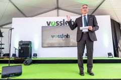 Roberto Maiorana, generaldirektör Trafikverket, invigningstalade på Vosslohs nya växelfabrik på Sannahed.