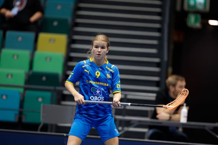 Carolina Peil blev utsedd till matchens lirare mot Slovakien. Foto: Per Wiklund/Svensk Innebandy