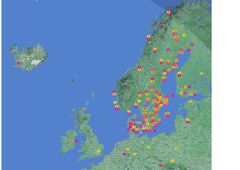 Svenskt Ambulansflyg har under 2023 besökt 39 flygplatser i Sverige och 31 i andra länder. 2023=rosa jämförelse med 2022=gula