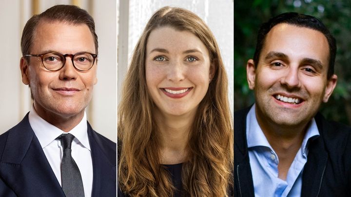 Bild på Prins Daniel, Caroline Walerud och Alan Mamedi.
