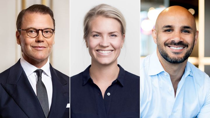 H.K.H. Prins Daniel och entreprenörerna Martina Klingvall och Ashkan Pouya.