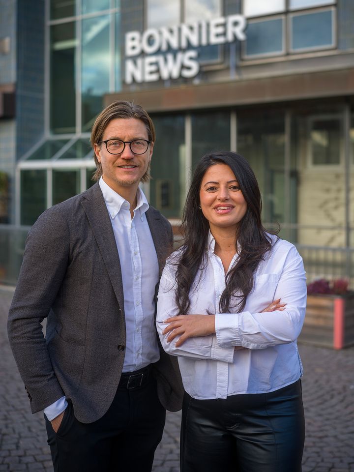 Alexander Lydecker, COO Bonnier News och Evin Cetin, grundare av SAO-jobben och Nästa generation Sverige. Foto: Urban Andersson