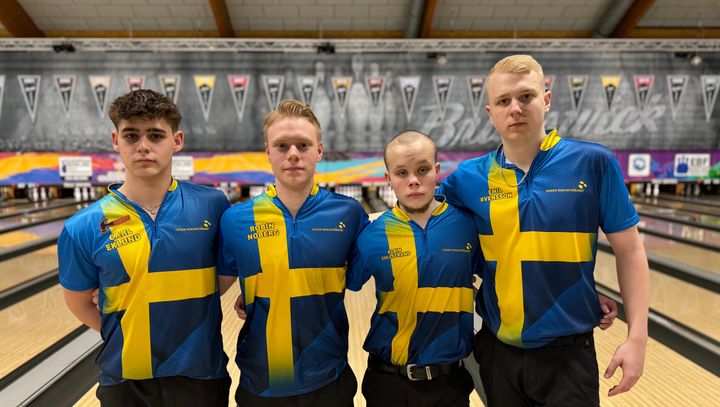 Det svenska laget i 4-manna. Carl Eklund, Robin Noberg, Albin Gullstrand och Emil Svensson.