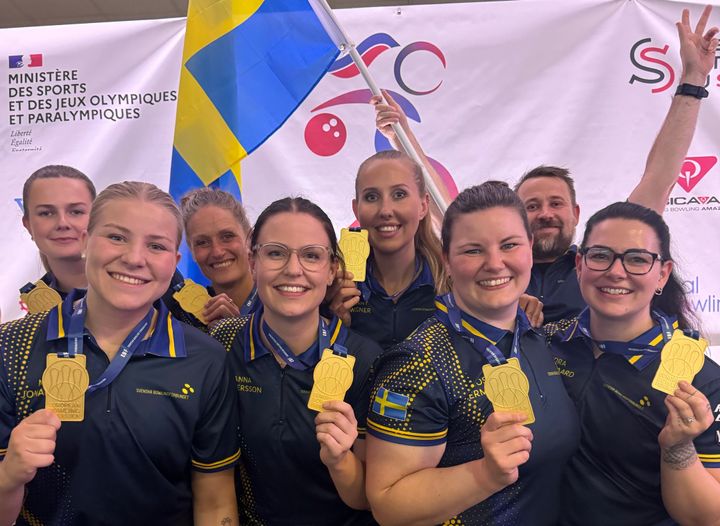 Sverige vinner EM-guld i 5-manna. Tidigare idag vann även Nora Johansson guld i All Event.
