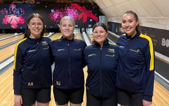 Anna Andersson, Nora Johansson, Josefin Hermansson och Jenny Wegner vid helgens träningsläger i Helsingborg.