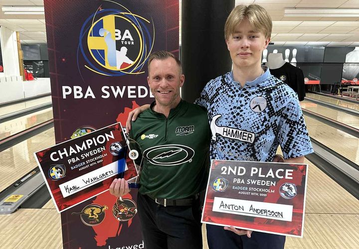 IS Götas Karl Wahlgren vann den tredje deltävlingen på den svenska PBA-touren i bowling efter att ha vunnit finalen mot sin lagkamrat Anton Andersson.