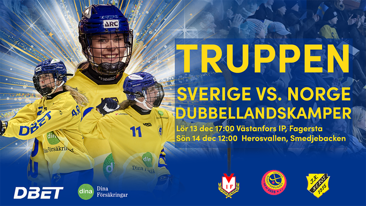 Sveriges damlandslag är uttaget inför dubbellandskamperna mot Norge
