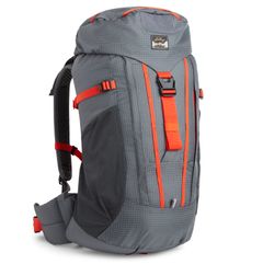 Grå och orange ryggsäck från Lundhags, modell Torne Ice 35L.