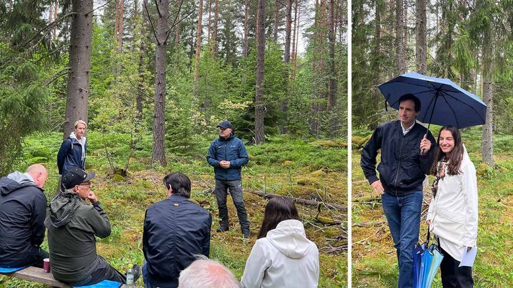Wopke Hoekstra, European Commissioner for Climate Action and Romina Pourmokhtari, Sweden´s Minister for Climate and the Environment at their visit to Holmen´s Knowledge Forest in Länna, outside Uppsala