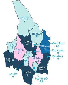 Kommunernas klimatanpassningsarbete poängsatt av Svensk försäkring/IVL. Genomsnitt för länet är 13,2 poäng. 0 poäng = inte deltagit i enkäten.