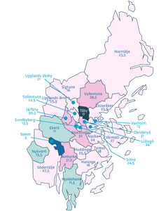 Kommunernas klimatanpassningsarbete poängsatt av Svensk försäkring/IVL. Genomsnitt för länet är 21,6 poäng. 0 poäng = inte deltagit i enkäten.