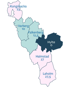 Kommunernas klimatanpassningsarbete poängsatt av Svensk försäkring/IVL. Genomsnitt för länet är 11,8 poäng. 0 poäng = inte deltagit i enkäten.