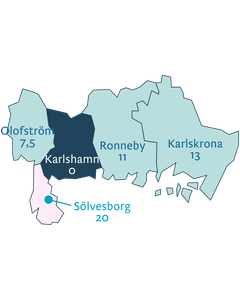 Kommunernas klimatanpassningsarbete poängsatt av Svensk försäkring/IVL. Genomsnitt för länet är 21,1 poäng. 0 poäng = inte deltagit i enkäten.