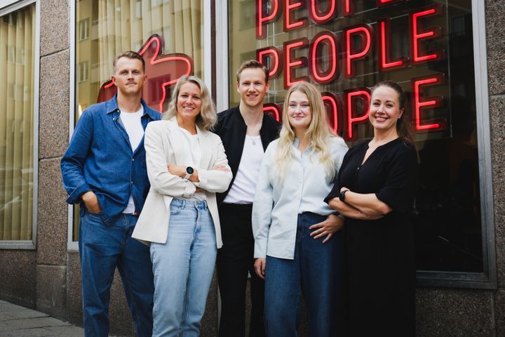 Från vänster: Teodor Naess, Maria Biesterfeldt, Daniel Josefsson, Philippa Lokko, Anne Kolehmainen.