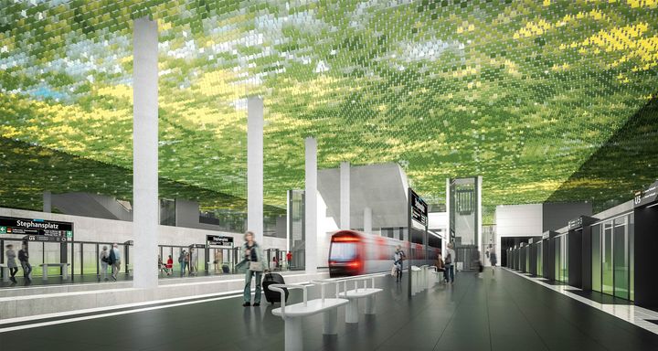 Swecos vinnande bidrag - ett grönt tak inspirerat av det japanska ordet Komorebi, som beskriver det ljusspel som uppstår när solen strilar mellan bladverket.