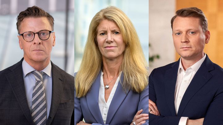 Från vänster: Carl Eckerdal, chefekonom på IKEM – Innovations- och kemiindustrierna i Sverige, Kerstin Hallsten, chefekonom på Industriarbetsgivarna, och Erik Spector, chefekonom på Teknikföretagen.