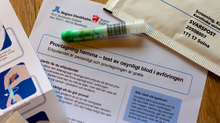 Screening för tjock- och ändtarmscancer i form av ett hemtest. Foto: Sanna Percivall