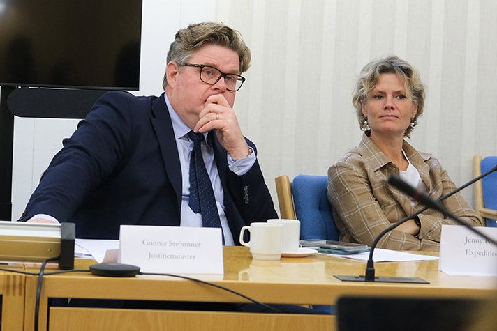 Justititeminister Gunnar Strömmer och Jenny Kvarnholt.