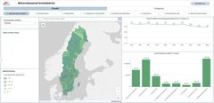Karta över Sverige med statistikdiagram som visar bostadsbrist.
