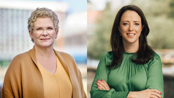 Karin Wanngård (S) och Åsa Lindhagen (MP), Foto: Peter Knutson och Alexander Donka