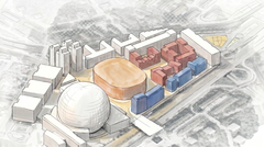 Preliminära skisser över eventuella placeringar av Nya Hovet. Illustrationer Nya Hovet: C. F. Møller Architects
