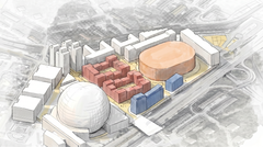 Preliminära skisser över eventuella placeringar av Nya Hovet. Illustrationer Nya Hovet: C. F. Møller Architects