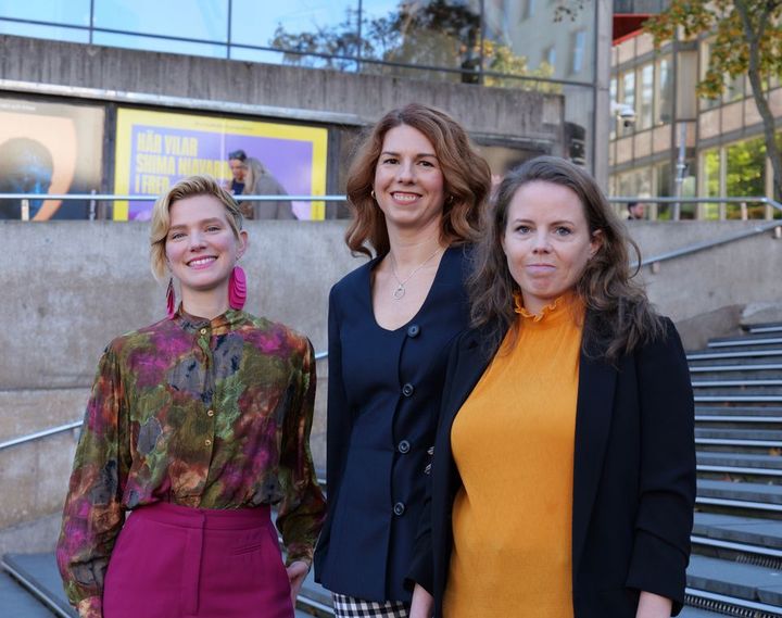 Cindy Falquet Lindh (MP), Emilia Bjuggren (S) och Alexandra Mattsson (V)