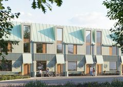 Kvarteret Solbänken blir ett riktmärke i stadsdelen Pedagogen Park med sin symmetriska form, sammanhängande takfot och kreativa takform.