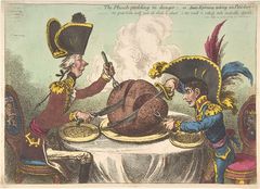 ”The Plumb-pudding in Danger” från 1805, av James Gillray, skildrar hur Pitt den yngre och Napoleon skär upp jordklotet mellan sig, som om det vore en plum-pudding.