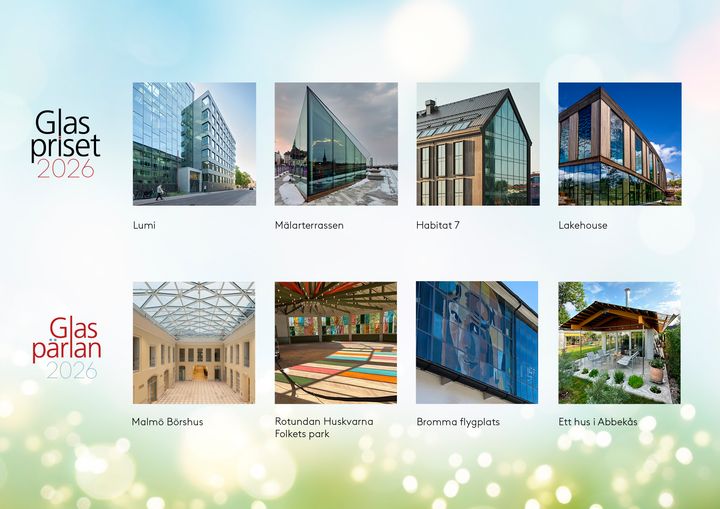 De nominerade bidragen till Glaspriset och Glaspärlan 2026.