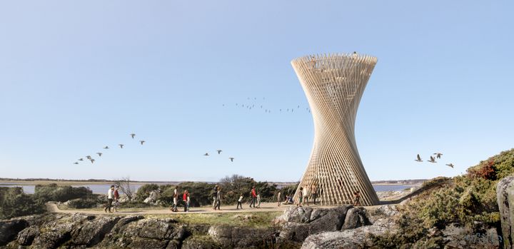 Visualiserad bild från White Arkitekter som ritat det nya utsiktstornet åt Varbergs kommun.