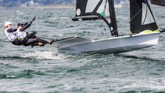 Vilma Bobeck/Ebba Berntsson på VM i 49erFX. Foto: Sailing Energy