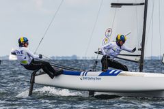 Emil Järudd/Hanna Jonsson på VM I Nacra. Foto: Sailing Energy