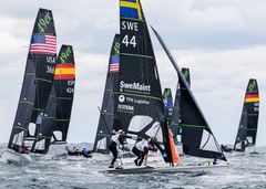 Marius Westerlind/Olle Arvidsson missade guldfleet på VM i 49er. Foto: Sailing Energy