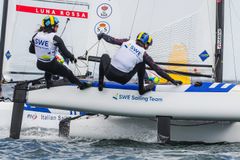 Ida Svensson/Marcus Dackhammar är femma på VM i Nacra. Foto: Sailing Energy