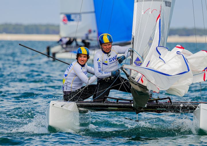 Emil Järudd/Hanna Jonsson blev femma på VM i Nacra. Foto: Sailing Energy