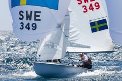 Anton och Lovisa i finalseglingen. Foto: Colin Grey