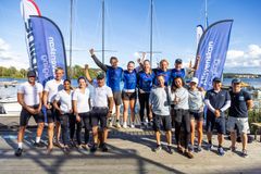 Årets medaljörer i Allsvenska Segling, från vänster: Halmstad SS, GKSS och KSSS. Foto: Daniel Stenholm