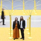 Fredrik Färg och Emma Blanche i designduon Färg & Blanche,  och deras installation The Yellow Thread under Sveriges EU-ordförandeskap i Bryssel.