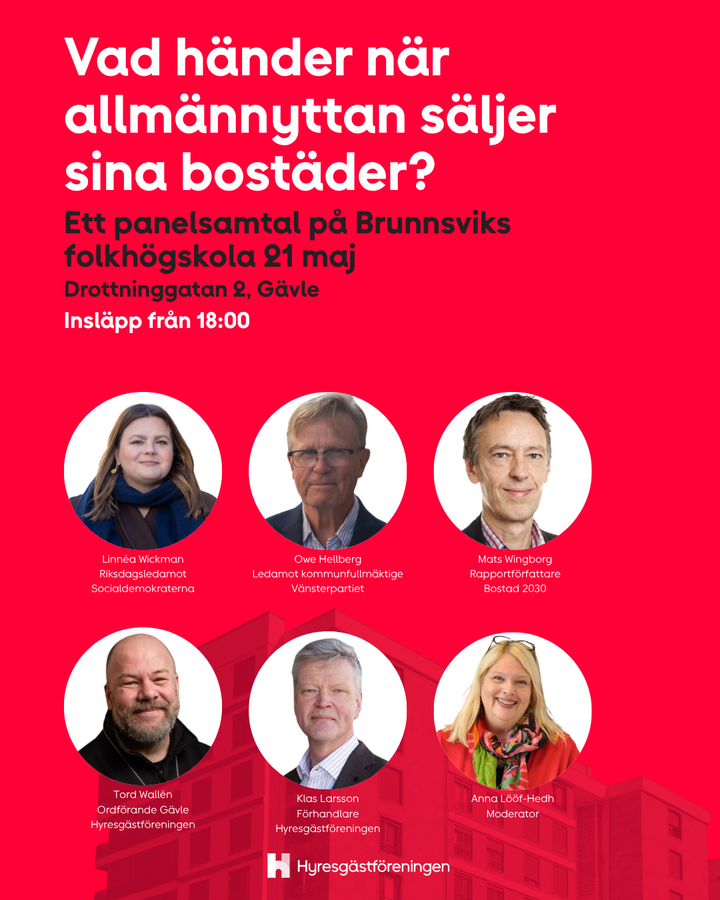 Hyresgästföreningen genomför ett seminarium om rapporten Vad händer när allmännyttan säljer sina bostäder?