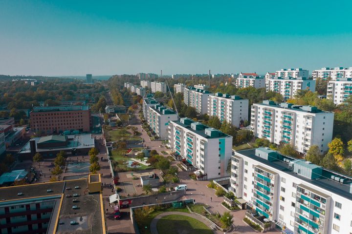 Drönarbild från Skärholmen. Foto: Max Karlsson