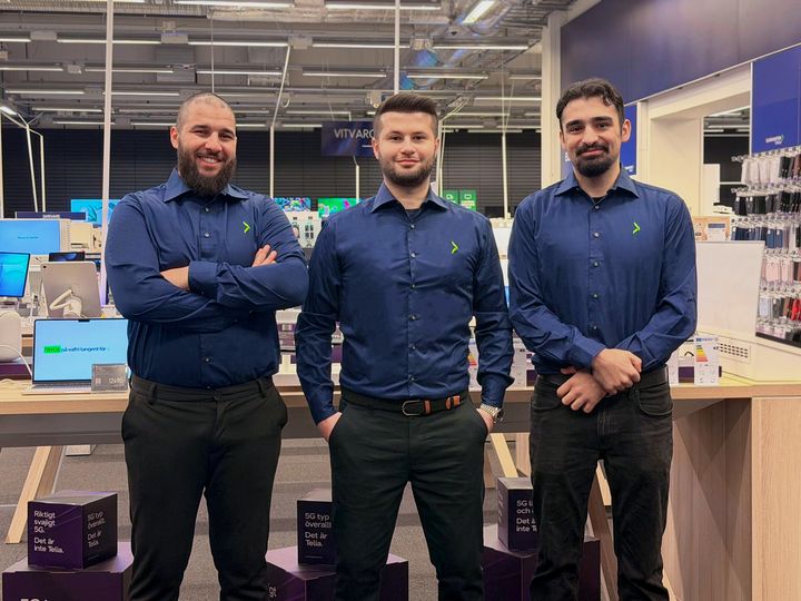 Från höger nya teamet i Lerum: Abdulrahman Jebnoun (butikschef), Hasan Kais (säljare) & Kardok Saeedi (säljare)
