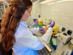 Henar Marino Miguelez prepares a blood sample for centrifuge in a new process that would reduce the time to confirm bacterial blood infections from days to hours. Henar Marino Miguelez cprepares a blood sample for centrifuge in a new process that would reduce the time to confirm bacterial blood infections from days to hours