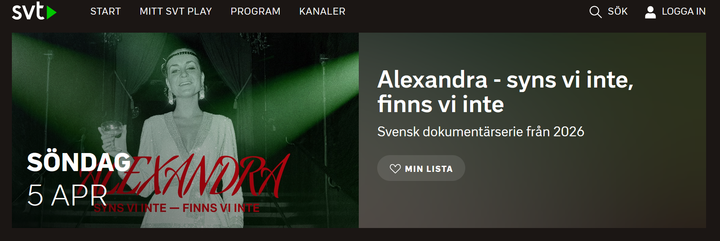 Dokumentären om Alexandra Charles liv sänds i två delar under april 2026