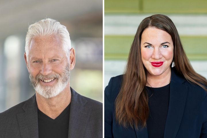 Fredrik Kjos (M), kommunstyrelsens ordförande och Ida Texell, kommundirektör.