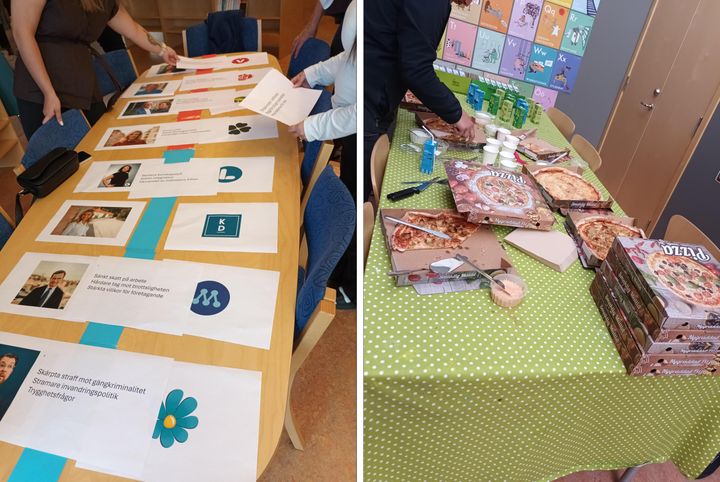Över en bit pizza och dricka samlas förstagångsväljare från Skaraborg i studiecirkeln Pizza och demokrati.