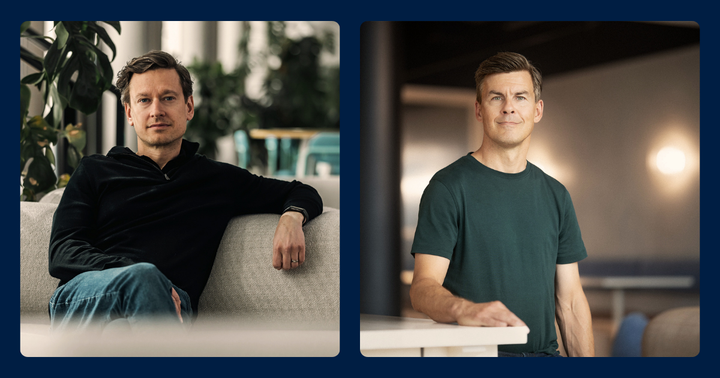 Duunitori Groups nya vd Toumas Hurmerinta (t.v) och Chief Product Officer Juhana Hietala (t.h).