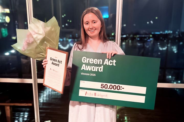 Asta Dahlqvist från Uppsala universitet är årets Green Act Award -stipendiat.